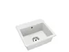 A white sink with a silver drain. Anteprima dell’immagine prodotto