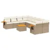 9-tlg. Garten-Sofagarnitur mit Kissen Beige Poly Rattan Produktbild-Vorschau 1