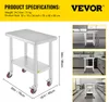 Product specifications and lifestyle images of a stainless steel work table. Anteprima dell’immagine prodotto