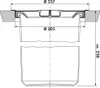 A technical drawing of a waste collector system, showing dimensions and components. Produktbild-Vorschau