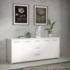 Niedriges Sideboard – Mattweiß – 4 Türen, 3 Schubladen – Produktbild-Vorschau 3