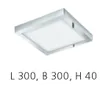 A square ceiling light with a silver frame and a white diffuser. Produktbild-Vorschau