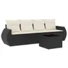 5-tlg. Garten-Sofagarnitur mit Kissen Schwarz Poly Rattan Produktbild-Vorschau 1