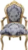 Casa Padrino Barock Esszimmer Stuhl Blau Muster / Gold mit Produktbild-Vorschau 1