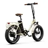 A cream-colored electric folding bicycle with black tires and brown accents, shown against a white background. Produktbild-Vorschau