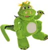 A green plush dragon puppet is shown against a white background. Produktbild-Vorschau