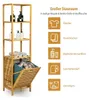 Armoire haute de salle de bain avec panier à linge en Voir les images du produit 4