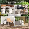 A collage of four images showing a white ceramic stool used as a side table, extra seating, a footrest, and a plant stand. Anteprima dell’immagine prodotto