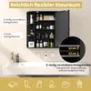 A black bathroom cabinet with a mirror is mounted on a light gray wall above a white marble countertop with a sink. Various toiletries are visible inside the cabinet. Náhľad obrázku produktu