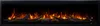 A close-up view of an electric fireplace with realistic flame effects and decorative logs. Podgląd zdjęcia produktu