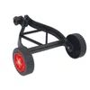 A black plastic garden tool accessory with two wheels, one red and one black, against a white background. Náhled obrázku produktu