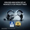 Two Razer BlackShark V3 Pro headsets, one black and one white, are displayed against a dark gray background. Below the headsets are PlayStation and ProSettings logos, along with text. Náhľad obrázku produktu
