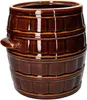 A brown ceramic pot with a barrel-like design, shown from a slightly angled front view against a white background. Voir les images du produit