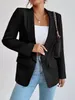 ASKSA Damen Blazer Revers Einfarbig Casual Cardigan Langarm Produktbild-Vorschau 3