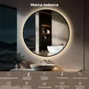 S'AFIELINA Specchio da bagno LED Rotondo 80cm, touch, Anteprima dell’immagine prodotto 3