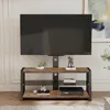 TV-Schrank Braun 116x42x125 cm mit schwarzem Hartglas, Produktbild-Vorschau 3