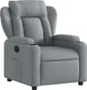 A light gray fabric recliner chair with cup holders and a side pocket, shown from a front-side angle against a white background.