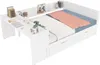 A white bed with an integrated desk and shelving unit. Náhled obrázku produktu