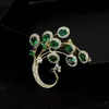 Brosche für Damen, Pfauenform, Kunst-Smaragd-Strass, Retro, Produktbild-Vorschau 9