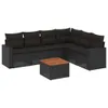 vidaXL 7-tlg. Garten-Sofagarnitur mit Kissen Schwarz Poly Produktbild-Vorschau 1