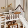 MODFU Hochbett 90 × 200 cm,Kinderbett mit Dach und Produktbild-Vorschau 11