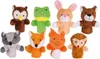A collection of eight plush finger puppets of forest animals arranged in two rows against a white background. Anteprima dell’immagine prodotto