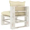 vidaXL Garten-Paletten-Mittelsofa mit Kissen in Creme Holz Produktbild-Vorschau 3