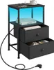 A black nightstand with two drawers, a shelf, and LED lighting. Produktbild-Vorschau