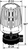 A technical drawing of a Heimeier thermostat head with dimensions indicated. Náhľad obrázku produktu
