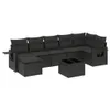 8-tlg. Garten-Sofagarnitur mit Kissen Schwarz Poly Rattan Produktbild-Vorschau 2
