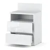 A white nightstand with two drawers and an open shelf, shown against a white background. Podgląd zdjęcia produktu