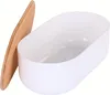 Bílý chlebník s bambusovým víkem, 35 x 19 x 12 cm Náhled obrázku produktu 7