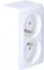 A white double socket adapter with two outlets and grounding pins. Náhľad obrázku produktu