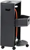 A black gas heater with an orange hose and a small shelf attached. Produktbild-Vorschau