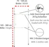 Diagram showing dimensions and features of a telescopic wardrobe system. Produktbild-Vorschau