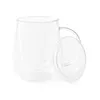 A clear studio shot of a glass tea cup with a lid and infuser, isolated on a white background. Produktbild-Vorschau