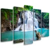 5-teiliges leinwandbild wasserfall berg natur wald 100x70 Produktbild-Vorschau 1