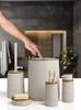 OKYANUS | Badezimmer Set - Nida - 5 Teile - Beige Holz - Produktbild-Vorschau 5