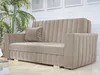 A beige sofa with a pillow in a room with a plant and framed pictures on the wall. Produktbild-Vorschau