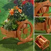 Pflanzkübel mit Wagenräder aus Holz Garten Dekoration Produktbild-Vorschau 2