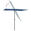 A blue umbrella on a black pole, shown from a side angle, with an arrow indicating movement. Náhled obrázku produktu