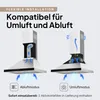 Diagrams illustrating two modes of a kitchen range hood: exhaust and recirculation. Anteprima dell’immagine prodotto