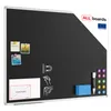 A black magnetic whiteboard with a silver aluminum frame, displayed on a white background. It has several small photos and notes attached with magnets, a marker, an eraser, and a set of colorful magnets. Náhľad obrázku produktu