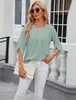 ASKSA Chemise Femme Manches 3/4 Plissées Col rond Voir les images du produit 2