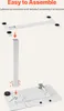 An illustration showing the assembly steps of a white mobile bedside table. Podgląd zdjęcia produktu