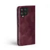 A burgundy flip case for a Samsung Galaxy A42 phone is shown against a white background. Produktbild-Vorschau