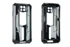 Two black phone cases are displayed side-by-side against a white background.