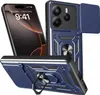 A blue protective phone case with a camera cover and ring holder is displayed alongside a smartphone.