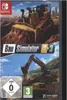 The image shows the front cover of a Nintendo Switch game case for "Bau Simulator 2+3". The cover features images of construction vehicles like a bulldozer and an excavator. Produktbild-Vorschau
