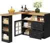 A kitchen island/sideboard with storage, featuring shelves, drawers, and a countertop extension. Voir les images du produit